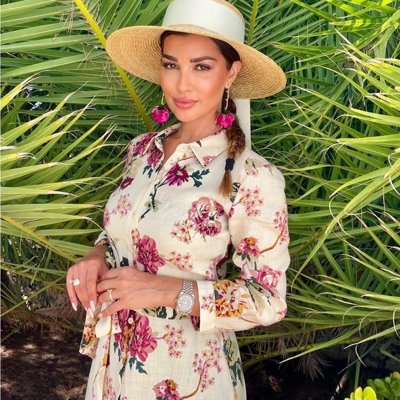 🦋 Bloggers Favorite 🦋 NWT ZARA 100% LINEN SHIRTDRESS ZW COLLECTION SIZE M - Picture 3 of 16